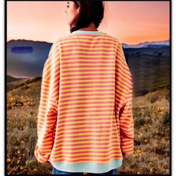 Free People Classic Striped Crew Neck Sweatshirt - Picture 15 of 16